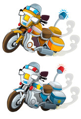 Cartoon motorcycle riding to the rescue illustration for children