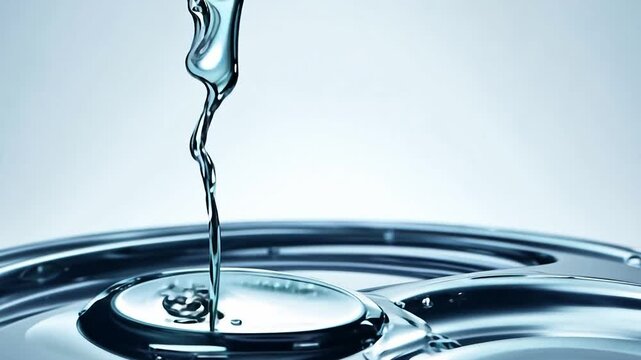 Liquid mercury moves on a reflective surface.