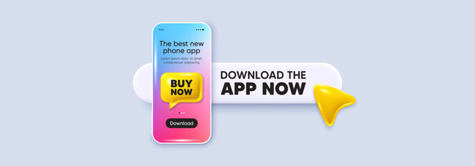 Download the app now. Phone mockup screen. Buy Now tag. Special offer price sign. Advertising Discounts symbol. Phone download app search bar. Buy now text message. Vector
