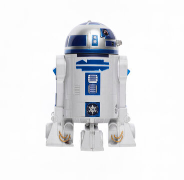 Kazakhstan, Almaty, 07/21/2024: star wars space robot isolated on white background