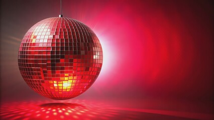 Red disco ball for party, disco, ball, red, party, night, event, celebration, dance, glitter, shiny, reflection, festive