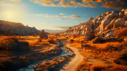 Naklejka premium Cappadocia - Landscape Wallpaper, Nature Background, Aerial Photography, Drone Views