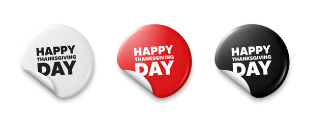 Fototapeta premium Happy thanksgiving tag. Price tag sticker with offer message. Happy family holiday message. Autumn thank you day. Sticker tag banners. Discount label badge. Vector