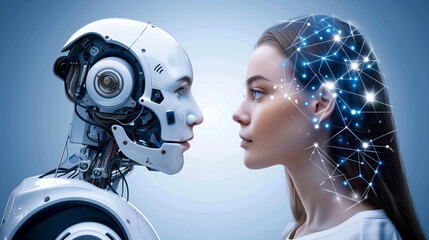 Obraz premium Human and AI Connection ..