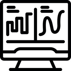 Icon of a computer monitor displaying statistical charts, representing data analysis and market trends