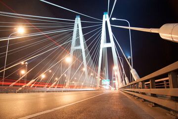 Fototapeta premium cable-stayed bridge at night 