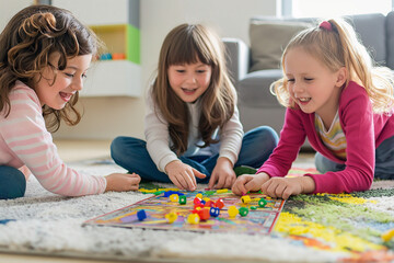 Fototapeta premium children playing boardgames