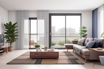 modern interior living room panorama