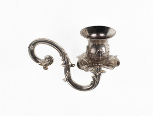 vintage silver candlestick isolated on white background