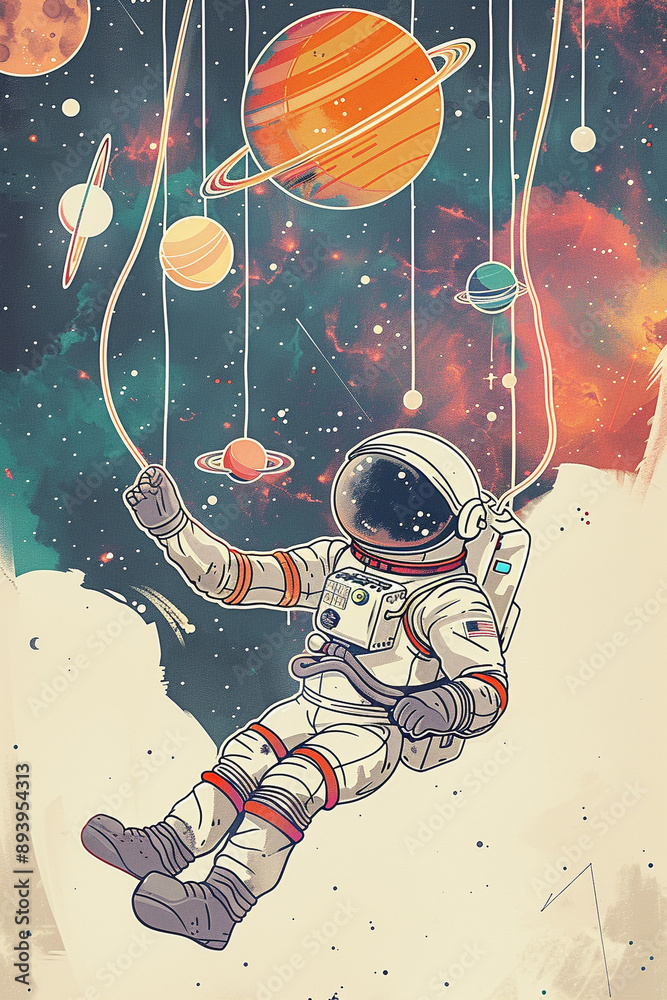 Poster Cute astronaut illustration