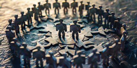 Figures assembled in formation with camaraderie.