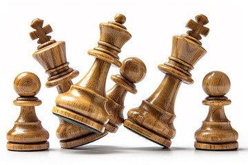 Fototapeta premium Fallen Chess Pieces in Dramatic Lighting