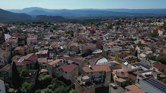 aerial view of Historic Village Of Dorgali In Sardinia, Italy 
