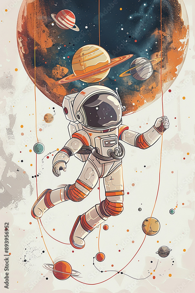 Sticker Cute astronaut illustration