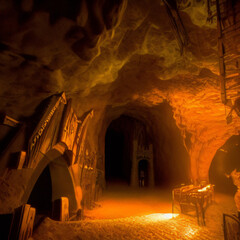 old cave in the night