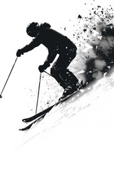 A Silhouette Of A Skier Gliding Through A Winter Wonderland