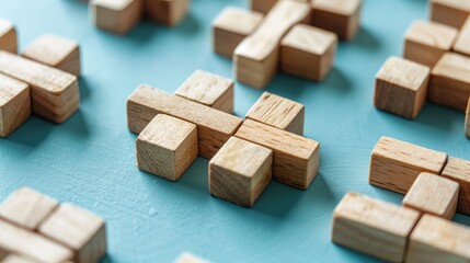 English grammar education includes the concept of relative pronouns Crossword puzzle blocks on blue surface