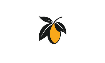 delicious mango fruit logo black simple flat icon on white background