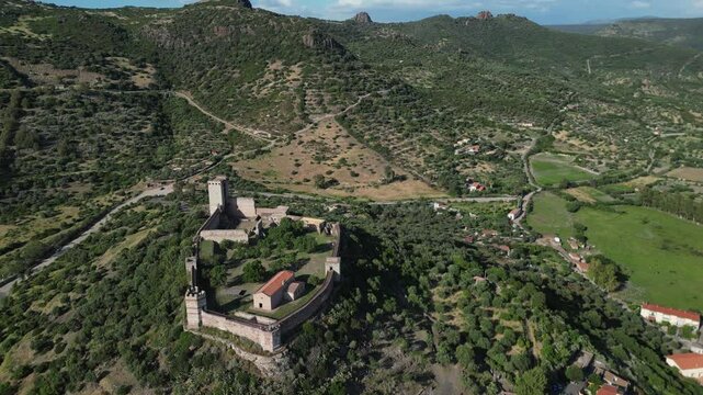 Aerial view of Bosa, a small colourful town near Oristano, Sardinia island, Italy.