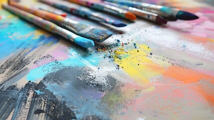 Fototapeta premium Color spread with soft pastels blending into each other on a light canvas