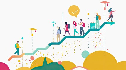 Fototapeta premium Timeline graph showcasing the key milestones in a student's academic journey