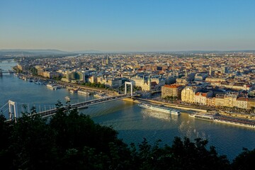 Fototapeta premium Budapest, Hungary's capital city, sits on the Danube River in Eastern Europe