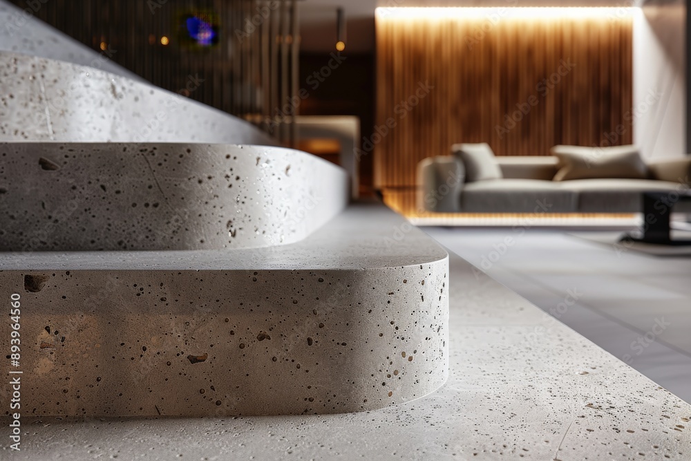 Aufkleber stylish concrete steps lit by soft embedded lighting create a welcoming entrance in a modern interio