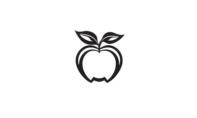 Apple fruit logo black simple flat icon on white background