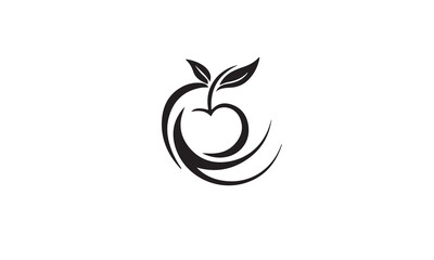 Apple fruit logo black simple flat icon on white background