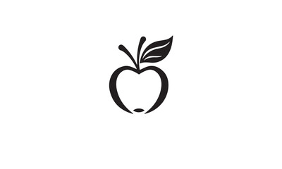 Apple fruit logo black simple flat icon on white background