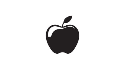 Apple fruit logo black simple flat icon on white background