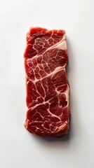 Beef Steak with Marbled Texture, Isolated on White Background for Gourmet Food Photography