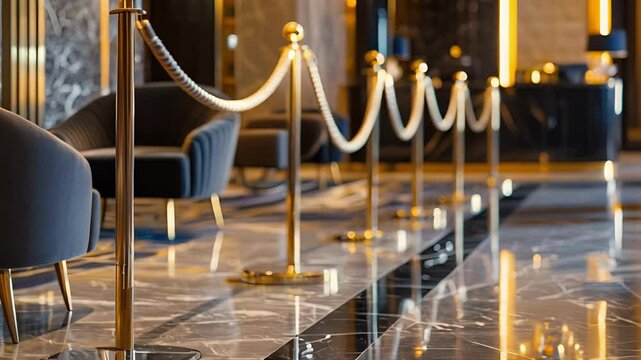 Plush velvet ropes cordon off a designated VIP area adding an exclusive touch to the lobby.