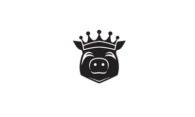 pig logo black simple flat icon on white background