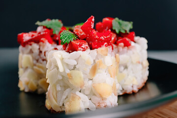 Sushi Rolls With Strawberry Topping