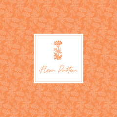 Decorative orange pattern. Floral ornament. Vector illustration made of flowers. Background of orange wildflowers
