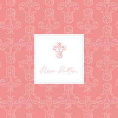 Beautiful floral ornament. Pattern of stylized tulips. Vector pink wallpaper