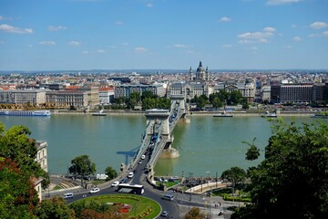 Fototapeta premium Budapest, Hungary's capital city, sits on the Danube River in Eastern Europe