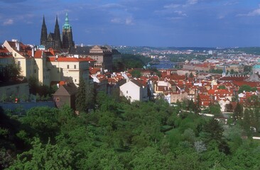 Fototapeta premium Aerial View Across Prague Czech Republic