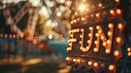 Fun Fairground Lights and Carnival Atmosphere in Warm Evening Glow