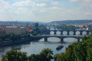 Obraz premium Prague, the capital of the Czech Republic, is a rustic Eastern European city on the banks of the Vltava River