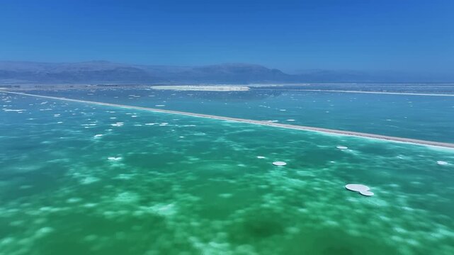 Aerial video over the Dead Sea pools Israel