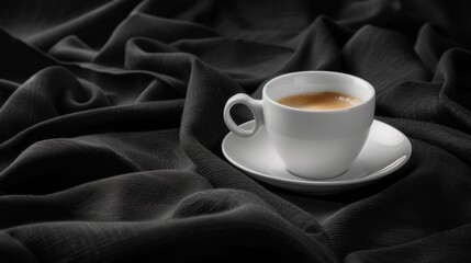 Obraz premium Coffee cup on dark cloth