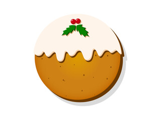 Christmas Gingerbread Cookies. Winter sweet homemade biscuits in the circle shape isolated on white background. Cute Cartoon vector illustration