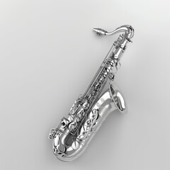 Silver saxophone isolated on white background