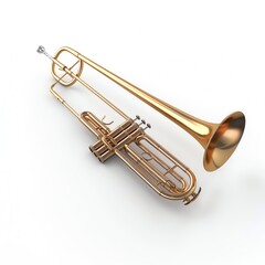 Obraz premium Golden trumpet isolated on white background.