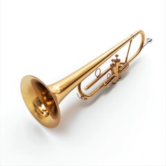 Obraz premium Golden trumpet isolated on white background.