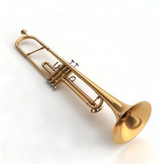 Obraz premium Golden trumpet isolated on white background