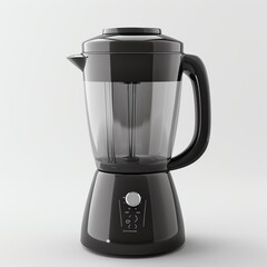 Minimalist kitchen countertop with modern appliances and black accents.