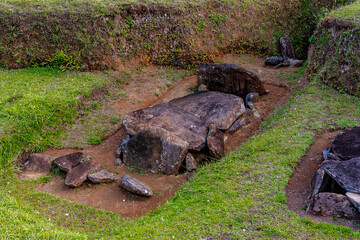 San Agustín Archaeological Park, Huila, Colombia. 2012/01/30. A UNESCO World Heritage site, it features ancient statues and tombs from the 1st to 8th centuries AD, showcasing pre-Columbian culture.